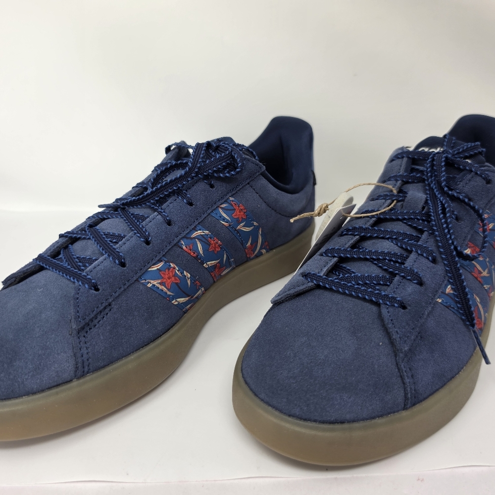 Adidas Grand Court 3.0 Size 9.5 Blue with Flowers Floral Tennis Shoes with Box